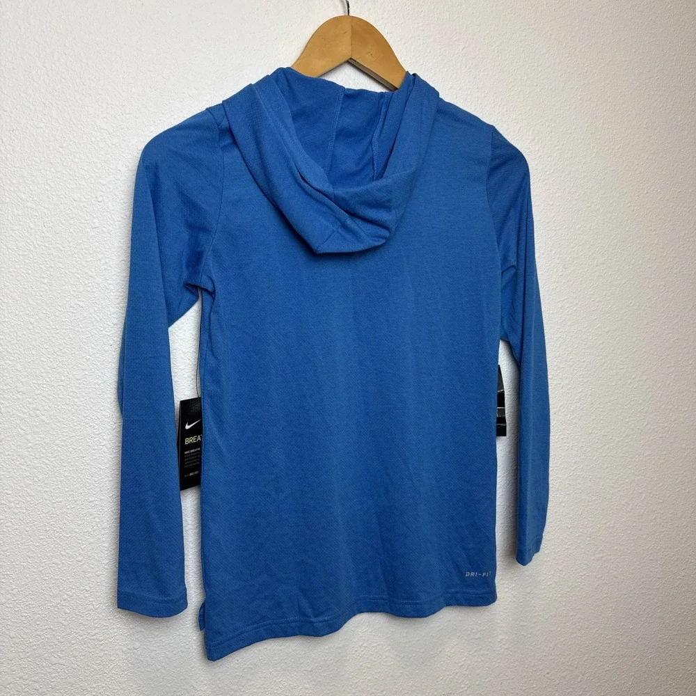 Boys Nike Breathe Long Sleeve Hoodie Top Blue/Red Size‎ M Polyester Blend